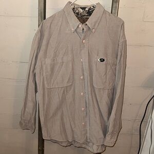 Mossy Oak Khaki Corduroy  Button-Down Shirt XL Y2K Camo Lined